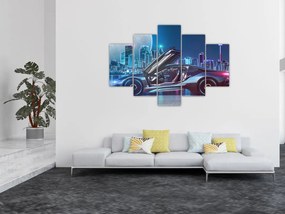 Obraz závodného auta v noci (150x105 cm)