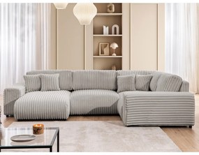 Svetlosivá menčestrová rohová pohovka (pravý roh/do tvaru "U") Justin – Ropez