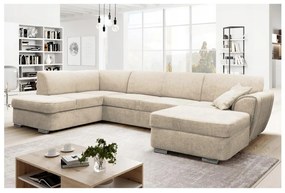 Rozkladacia ľavá rohová sedacia súprava do tvaru U SERPA, béžová, s úložným priestorom