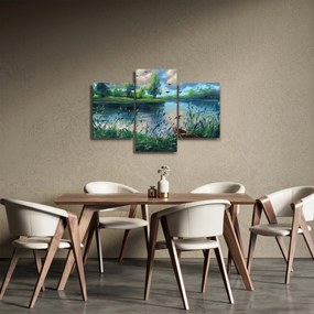 Obraz - Olejomaľba, Letný podvečer pri jazere (90x60 cm)