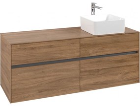 VILLEROY &amp; BOCH Collaro závesná skrinka pod umývadlo na dosku (umývadlo vpravo), 4 zásuvky, 1400 x 500 x 548 mm, Oak Kansas, C04700RH