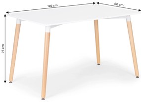 ModernHome Drevený štvorcový stôl do jedálne - 120x60 cm