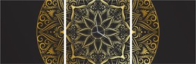 Obraz zlaté abstrakcie (s hodinami) (90x30 cm)
