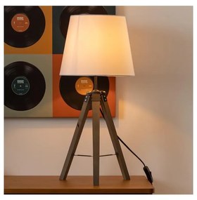 Atmosphera - Stolná lampa RUNO 1xE27/25W/230V drevo/biela P6495