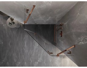Mexen Lunar, pravý výklopný päťuholníkový sprchový kút 80 x 80 cm, 8mm číre sklo, profil ružové zlato, 831-080P-080L-60-00-P