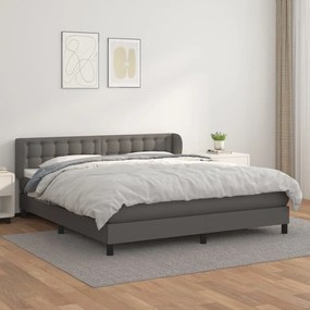 Boxspring posteľ s matracom sivá 160x200 cm umelá koža 3127323