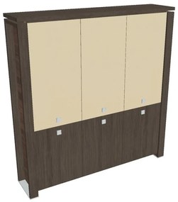 Vysoká skriňa Verno+ 200 x 46 x 210 cm, kombinované dvere, dub antracit / vanilka