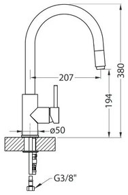 ALVEUS 1129021 - Drezová batéria s vyťahovacou sprškou DELOS 38 cm lesklý chróm