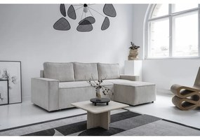 Biela menčestrová rozkladacia rohová pohovka (variabilná) Brave Dave – Miuform