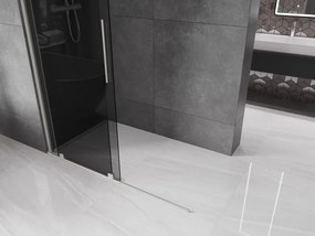 Mexen Velar, sprchová zástena s posuvnými dverami Walk-in 140 x 200 cm, 8mm šedé sklo, brúsená oceľ, 871-140-000-43-97