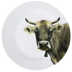 Porcelánový jedálenský tanier s motívom kravy - Ø 27 * 3cm