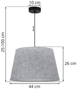 Závesné svietidlo Len1, 1x šedé textilné tienidlo, (fi 44 cm), b