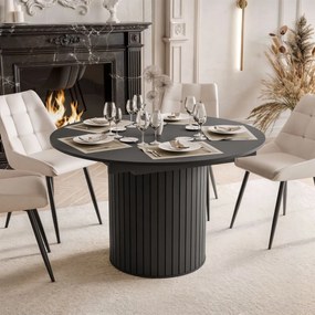 ROZKLADACÍ OKRÚHLY JEDÁLENSKÝ STÔL LANDRY ČIERNY 120 - 160 cm