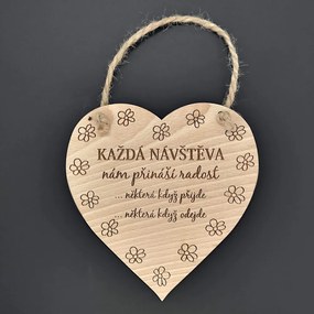 AMADEA Drevené srdce s textom Každá návšteva.., masívne drevo, 16 x 15 cm