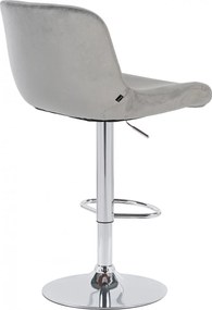 Barová stolička Solon - zamat, chróm rám - šedá