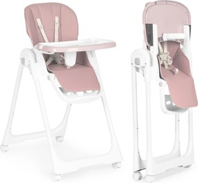ECOTOYS Detská jedálenská Detská jedálenská stolička, polohovateľná, ekokoža, 5-bodová, ružová