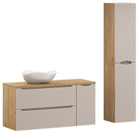 Kúpeľňová zostava Ocean Cloud so skrinkami a umývadlom 120 cm dub olejovaný/béžová