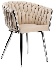 Jedálenská stolička COFTON zamatová, strieborná / béžová