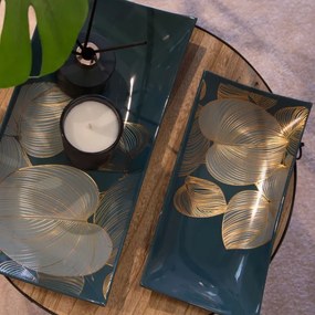 Dekoračný tanier SALVIA 3 1 zelený / zlatý