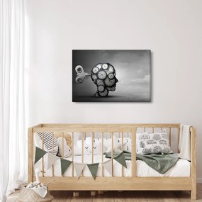 Umelecký obraz hlavy s hodinami (90x60 cm)