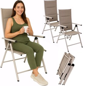 Skladacie záhradné kreslá béžové - set 2 kusov