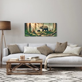 Obraz - Medvede v lese (120x50 cm)