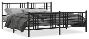 Kovový rám postele s čelom a podnožkou čierny 183x213 cm 376347