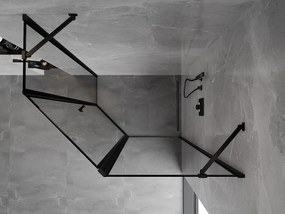 Mexen Mist, päťuholníkový sprchový kút, pravý 90 x 80 cm, číre sklo-čierny rám, 8A8-090-080-70-70-P