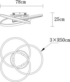 Globo 67337-75 - LED stmievateľné stropné svietidlo TRIS 75 W/230 V 2700–6000 K, priemer 78 cm + DO