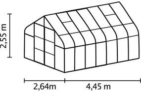 Skleník Vitavia Diana 11500 polykarbonát 4 mm 264x445 cm čierny