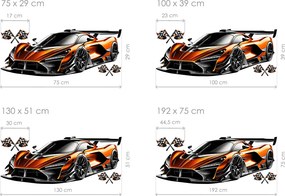 Oranžový športiak textilní prelepiteľná nálepka na stenu hárok 75 x 29 cm