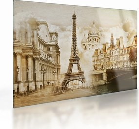 Sklenený obraz - Parížske pamiatky (70x50 cm)