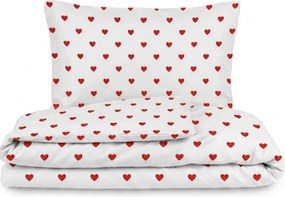 Kvalitex Bavlnené obliečky 140x200 + 70x90 cm - Srdiečka červené