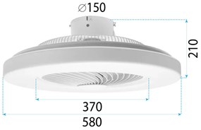 Toolight Toolight, LED stropné svietidlo s ventilátorom + diaľkové ovládanie APP1551-C, biela, OSW-05180