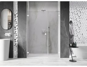 Mexen Lunar-B, Otočné ľavé sprchové dvere 125 cm, 8mm číre sklo, biely profil, 832S-125-050-20-00-L