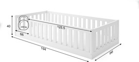 Posteľ BELLA SIMA 190x90 Montessori z masívu – biela