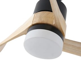 ZEVENTI - LED Stropný ventilátor NATURITO LED/18W/230V Wi-Fi Tuya čierny/dub + diaľkové ovládanie