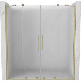 Mexen Velar Duo, posuvné sprchové dvere do otvoru 180 cm, 8mm sklo námraza, zlatá matná, 871-180-000-32-55