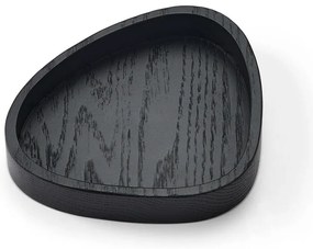 Čierny dekoratívny drevený úložný box 14x12,5x3 cm Curve S – LIND DNA