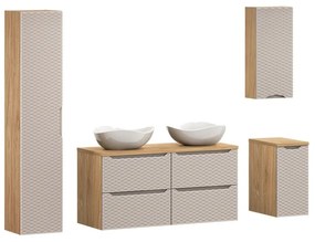 Kúpeľňová zostava Ocean Cloud so skrinkami a umývadlom 120 cm béžová/dub olejovaný