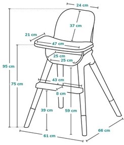 Lionelo - Detská jedálenská stolička MONA Black Onyx