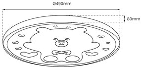 Detské stropné LED svietidlo Bear, 1x LED 34w, 4000k, p