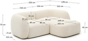 Krémová ženilková rohová pohovka (pravý roh/s leňoškou) Martina – Kave Home