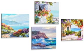 Set obrazov morská krajina v imitácii maľby - 4x 60x60
