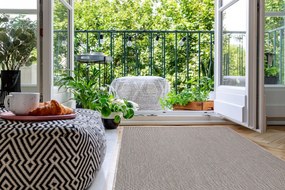 Šnúrkový koberec SIZAL FLOORLUX 20580, hladký strieborno/ čierny