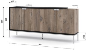 Skrinka 190 4D Toleo (dub flasgstaff + čierna + strieborná). Akcia -20%. Vlastná spoľahlivá doprava až k Vám domov. 1125128