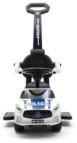 Detské odrážadlo so zvukom a vodiacou tyčou Baby Mix POLICE biele
