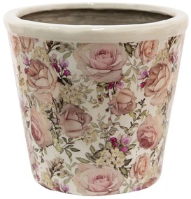Keramický obal na kvetináč s ružami Rosien L - Ø 17*16 cm