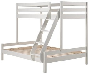 Biela poschodová detská posteľ z borovicového dreva 140x200/90x200 cm Pino Martin – Vipack