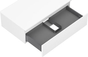 Mexen Rivel, kúpeľňová skrinka 80 cm s pracovnou doskou, 1 zásuvka, drážkovaná, biela matná, 91A20-08023-1-BFC01